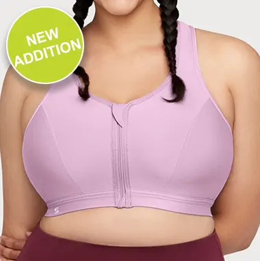 9266 GLAMORISE - Zip Up Front-Closure Sports Bra BACK NEW